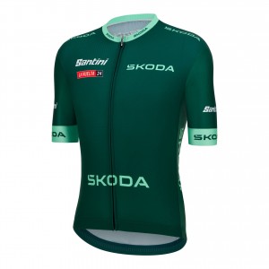 Abbigliamento uomo Santini Vuelta España Verde Maglia 2024