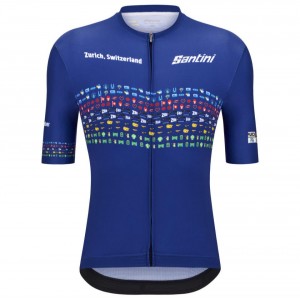 Abbigliamento uomo Zurigo 2024 Maglia Santini UCI Masters World Champion-Blu