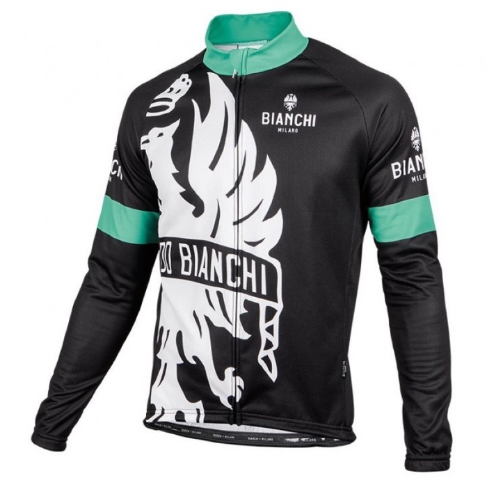 2016 Bianchi Milano Sorisole nero -verde Maglie Ciclismo Manica Lunga 27269-TL
