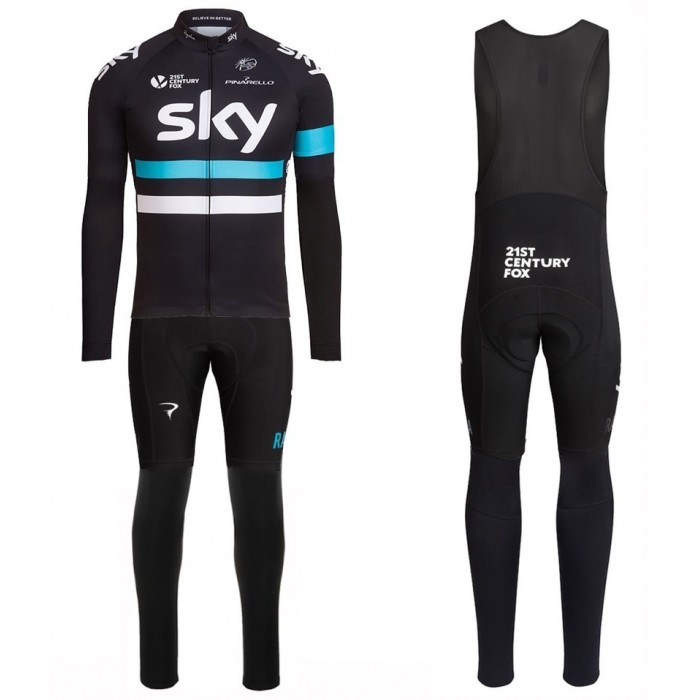 2016 Team Sky Pro nero Squadre Pro Abbigliamento Ciclismo Maglia Ciclismo Manica Lunga e Salopette Lunga 87230-NZ
