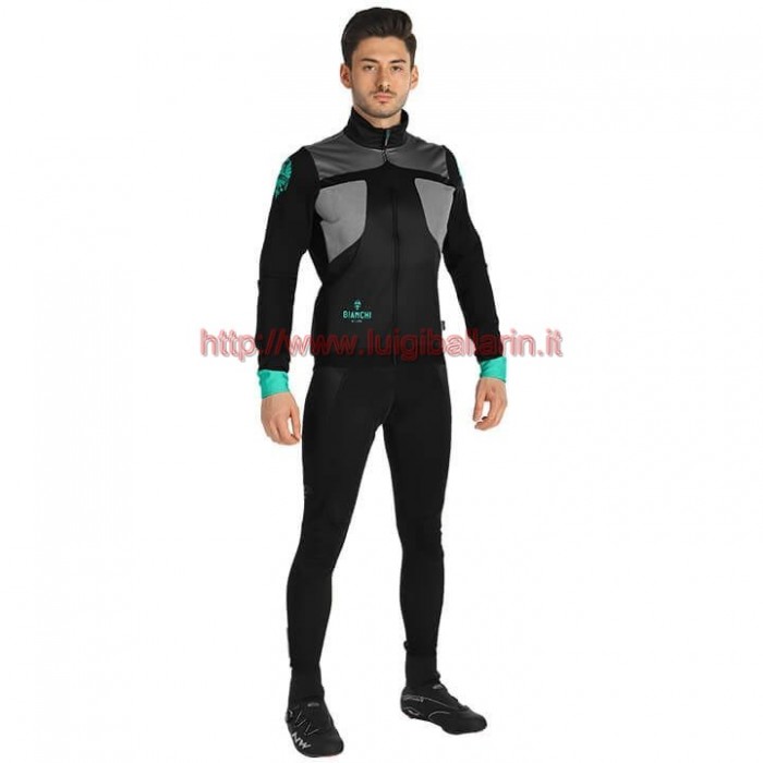 Completo Ciclismo 2019 Bianchi nero-Gris Maglia Ciclismo Manica Lunga e Salopette