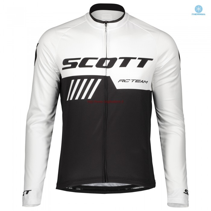 Completo Ciclismo 2019 Scott RC Squadre nero-bianca thermique Maglia Ciclismo Manica Lunga