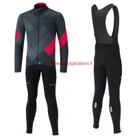 Completo Ciclismo 2019 Shimano Gris-rosso Maglia Ciclismo Manica Lunga e Salopette Completo Ciclismo 2019 Shimano Gris-rosso Maglia Ciclismo Manica Lunga e Salopette