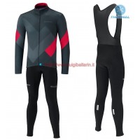 Completo Ciclismo 2019 Shimano Gris-rosso thermique Maglia Ciclismo Manica Lunga e Salopette Lunga Completo Ciclismo 2019 Shimano Gris-rosso thermique Maglia Ciclismo Manica Lunga e Salopette Lunga