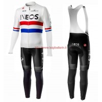 Completo Ciclismo 2019 Squadre INEOS UK Champion Maglia Ciclismo Manica Lunga e Salopette Completo Ciclismo 2019 Squadre INEOS UK Champion Maglia Ciclismo Manica Lunga e Salopette