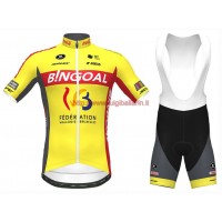 Completo Ciclismo 2020 Bingoal Wallonie Bruxelle giallo abbigliamento Bici Completo Maglia Ciclismo Corta e Salopette Completo Ciclismo 2020 Bingoal Wallonie Bruxelle giallo abbigliamento Bici Completo Maglia Ciclismo Corta e Salopette