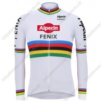 2021 Alpecin Fenix World Champion bianca Maglia Ciclismo Manica Lunga PUIVY 2021 Alpecin Fenix World Champion bianca Maglia Ciclismo Manica Lunga PUIVY